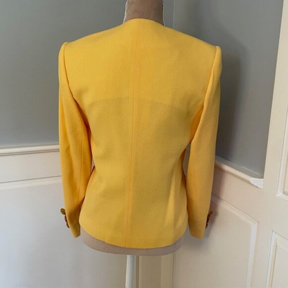 Vintage 1980's Pure Wool Statement Power Blazer Herbert Grossman Gold Buttons 4P - Picture 8 of 11